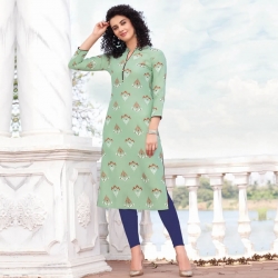 Straight Printed Green Kurta