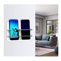 Double Mobile Stand Dual Phone Charging Holder TV AC Remote Shelf For Home