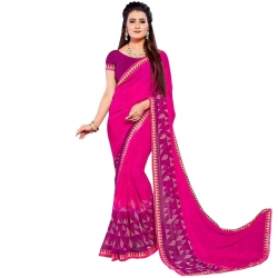 Littledesire Georgette Printed Weightless Saree with Blouse 