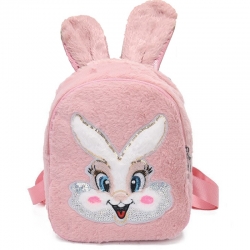 Cute Cartoon Faux Fur Shoulder Backpack for Girls -12 inch