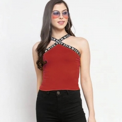 Stylish Cross Neck Sling Wipe Sleeveless Top