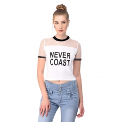 Never Coast  Print Half Sleeves Crop Top 