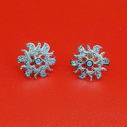 Silver Color Zircon Flower Earrings