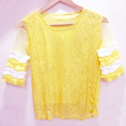 Women Round Neck Floral Lace Top