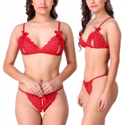 Floral Peek A Boo Design Transparent Bra & Panty Set