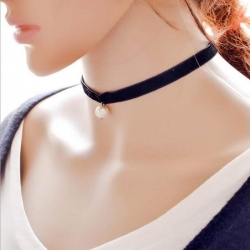 Black Velvet Ribbon Lacing Chokers Pendant Clavicle Necklace