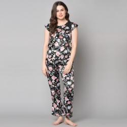 Floral Print Top & Pajama Set for Women