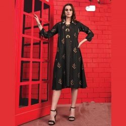 Littledesire Shrug Style Printed Black Kurta 