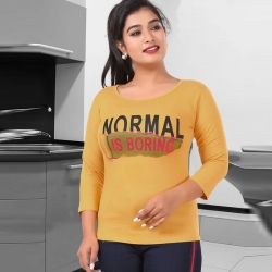 Normal Is Boring Print Women Cotton Full Sleeve T-Shirt