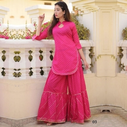 Designer Pink Kurta With Sharara