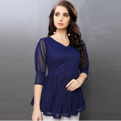  High Quality Flared Lace Navy Blue Beautiful Top