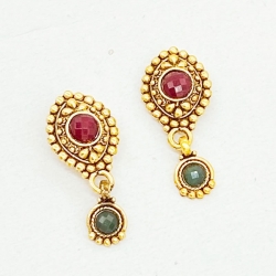 Golden Plated Stone Stud Earrings