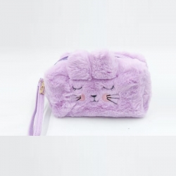 Faux Fur Cute Travel Zipper Makeup Pouch