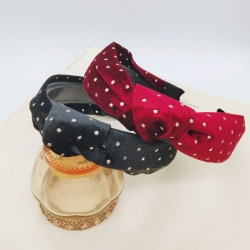 Velvet Dots Print Front Knot Hairband Pack of 2