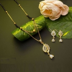 Beautiful Crystal Rhinestone Mangalsutra & Earrings Set