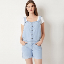 Miss Chase Button-Down Short Denim Dungaree