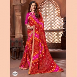 Bandhani Printed Georgette Saree With Blouse