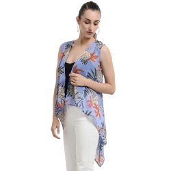 Floral Print Georgette Sleeveless Shrug
