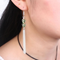 Elegant Crystal Love Heart Rhinestone Tassel Earrings