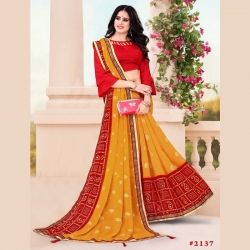 Bandhani Foil Print Georgette Saree