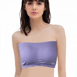 Solid Padded Tube Bra With Detachable Strap