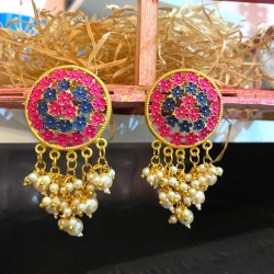 Floral Classic Design Pearl Round Earrings