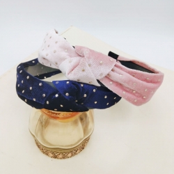 Velvet Dots Print Front Knot Hairband Pack of 2