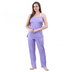 Plain Sleeveless Top & Pajama Set for Women
