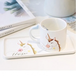 Style Unicorn Coffee Cup Saucer With Spoon