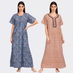 Littledesire Cotton Printed Nighty Pack of 2