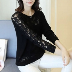 Boat-Neck Style Casual Flat Knitted Sweater Top