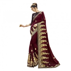 Littledesire Georgette Silk Embroidered Saree