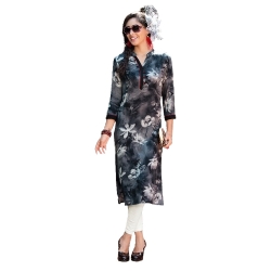 Printed Kurta with Mandarin Collar