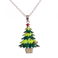 Christmas Tree Santa Claus Snowman Pendant Necklace 