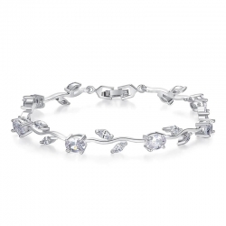 AAA Zircon White Leaf Chain & Link Bracelet