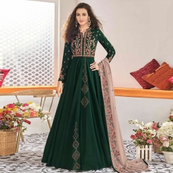 Stylish Embroidered Swarovski Work Gown With Dupatta