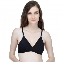 Regular Daily Wear White Black Hosiery Bra - 2 pcs