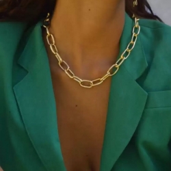 Littledesire Golden Paperclip Link Chain Choker Necklace