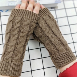 Knitted Woollen Warm and Fashionable Fingerless Winter Gloves 