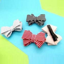 Striped Bow Design Hair Clip 5 Pcs