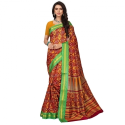 Littledesire  Silk Patta Printed Saree With Blouse