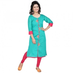 Littledesire Embroidered Cotton Straight Kurta