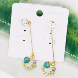 Littledesire Colorful Flowers Rhinestone Long Earrings