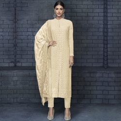  Embroidered Chikankari A-Line Kurta & Bottom With Dupatta