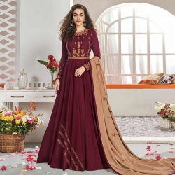 Stylish Embroidered Swarovski Work Gown With Dupatta