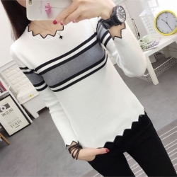 Fashion Knitted Long Sleeve Striped Sweater 