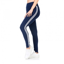 Stretchable Side Stripe Cotton Rib Sports Fitness Jeggings