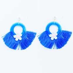 Circle Hoops Fan Fringe Tassel Earrings