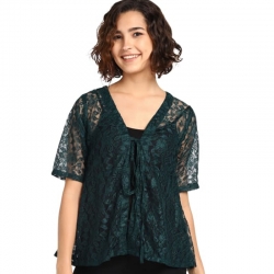 Stylish Half Sleeve Lace Shrug Top