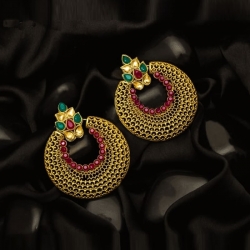 Golden Plated Round Chandbali Earrings